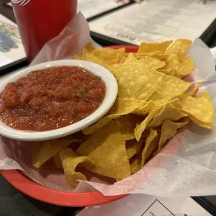 Complimentary chips and salsa.