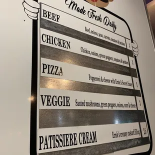 Menu $3 each we tried all except for the beef.