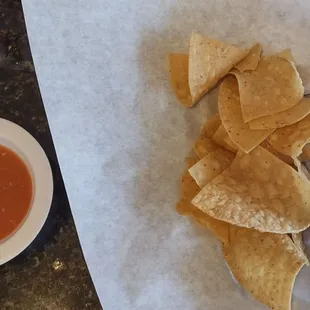Hot salsa and fresh corn chips
