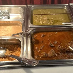 Sunday Brunch! Beans, rice, chili verde and homemade corn and flour tortillas!