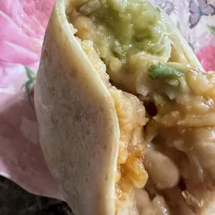 Up close on my burrito half