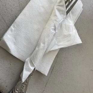 a fork and a napkin