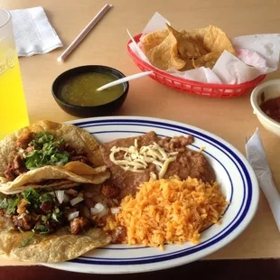 Two al pastor taco lunch special.