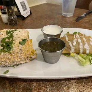 Corn and empanada appetizer