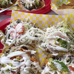 Garnachas made with soft tortillas cooked fresh on-site.