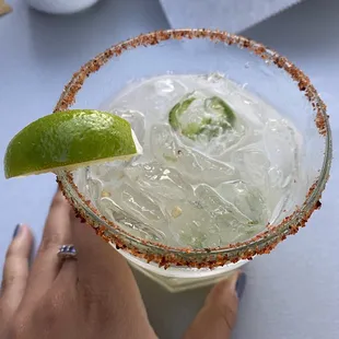 Spicy margarita w/tajin and jalapeño