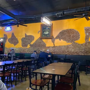Indoor dining area. Fans and nice light fixtures