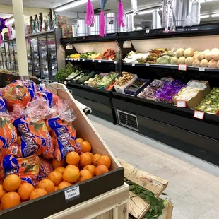 a fruit and vegetable section