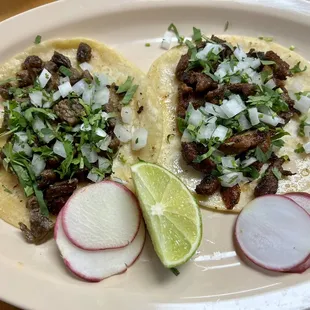 Carne asada &amp; Al pastor tacos