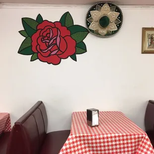 Interior dining area is simple and clean.