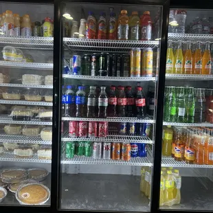 Different drinks they have and to go cakes
