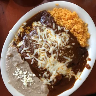 Enchiladas in mole sauce