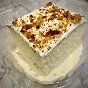 a piece of cake in a plastic container