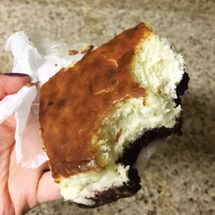 No clue what this is called but it's delicious. It's like s cheesecake/custard hybrid with a soft brownie crust.