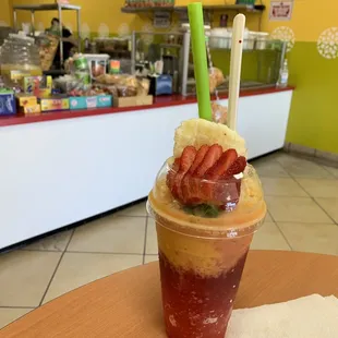 Raspado de fresa y vainilla