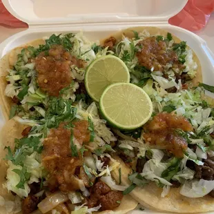 Tacos, 2 asada and 2 adobada
