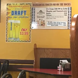 2 for 1 drafts ALL DAY . 2 for 1 margaritas after 3pm