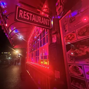 a restaurant at night