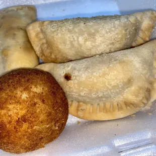02.19.23 Chicken Empanada, Meat Empanada and Cuban Stuffed Potato ball