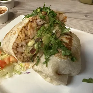 Dairy free vegetarian burrito.