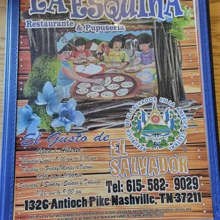 Menu cover