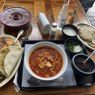 Beef riblets ,Menudo, and gorditas