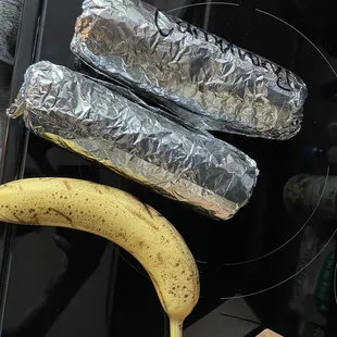 Tiny burritos, basically the size of a banana.