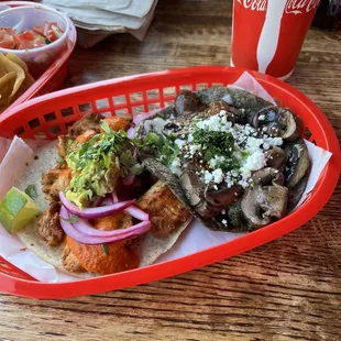 Chicken and mushroom tacos