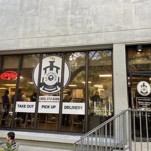 the entrance to the restaurant