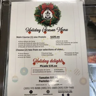 Holiday Season Menu