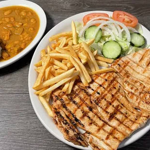 grilled chicken and french fries