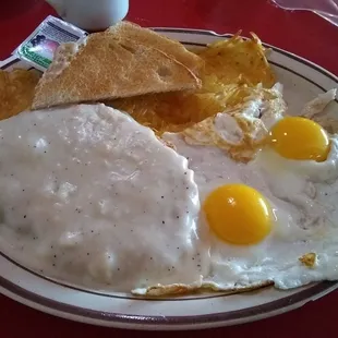 a plate of breakfast food