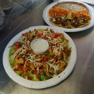 Chicken salad and taco combo