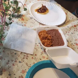 a table with a variety of food items