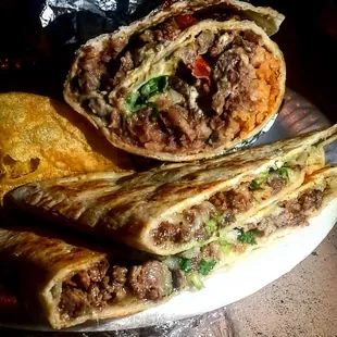 Carne asada burrito and quesadilla!!