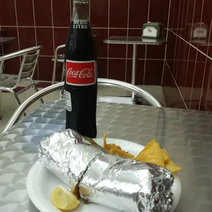Carne Asada burrito with a coke