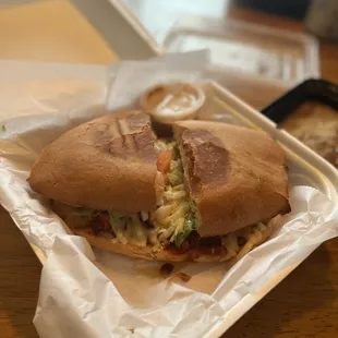 Tortas pastor - side of rice and beans