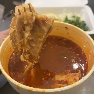 Menudo - disappointed, very little hominy and a lot of fat not properly trimmed or cut in small bite sizes