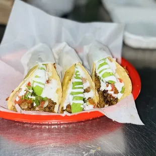 Tacos   Super yummy , full of flavor and good portions !!!! Will come again .