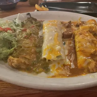 Burrito, enchilada, and Chile Relleno