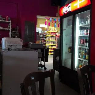 Looking from the restaurant toward the adjacent store