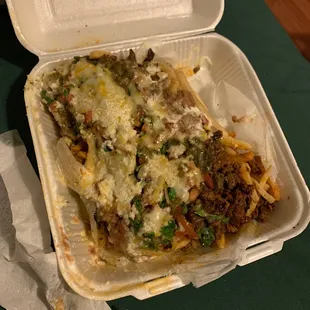 Half Adobada Half Carne Asada fries !!!!