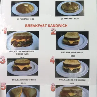 Breakfast menu