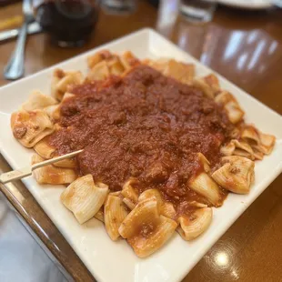 Bolognese with gluten free rigatoni