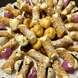 Cannoli tray for a large group.