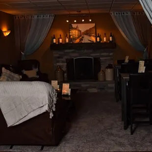 Seating near the fireplace