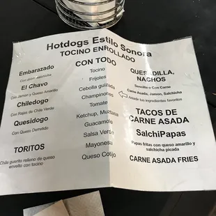 the menu