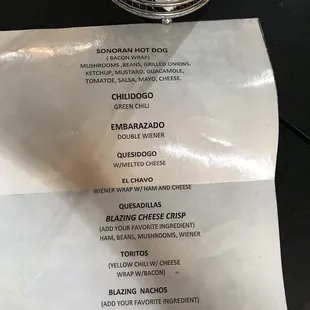 the menu