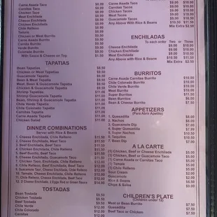 the menu