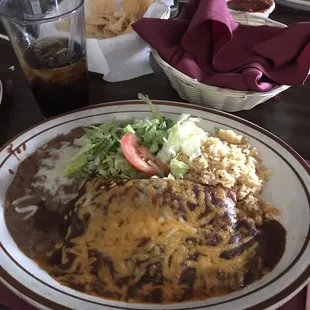 Cheese and chicken enchilada!  My go to food here!